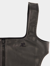 Courrèges Black Leather-Effect Cut-Out Bodysuit