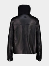 Courrèges Black High Collar Leather Jacket