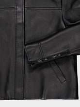Courrèges Black High Collar Leather Jacket