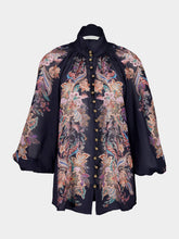 Zimmermann Navy Blue Billowing Rhiannon Blouse in Ramie