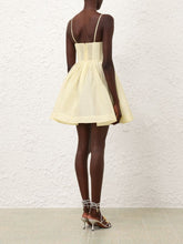 Zimmermann Lemon Silk-Linen V-Neck Mini Dress