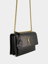Saint Laurent Sunset Medium Bag in Black Smooth Leather