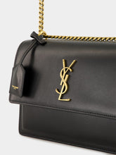 Saint Laurent Sunset Medium Bag in Black Smooth Leather