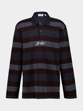 Off-White Blue Graphite Striped Stroke OW Cotton Polo