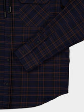 Off-White Blue Graphite Hooded Check Flannel Shirt