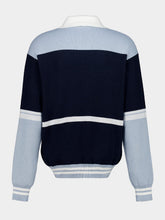 Off-White Navy and Light Blue Sporty Knit Polo