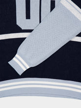 Off-White Navy and Light Blue Sporty Knit Polo