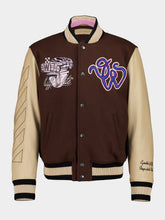 Off-White Brown Patch Varsity Wool Blend Jacket