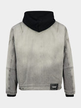 Off-White Sun-Faded Grey Aviator Fleece Denim Jacket