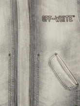 Off-White Sun-Faded Grey Aviator Fleece Denim Jacket