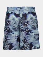 Off-White Blue Printed Viscose Bowling Shorts