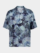 Off-White Blue Bowling Shirt in Printed Viscose