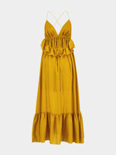 Zimmermann Gold Rhiannon Ruffle Silk Maxi Dress