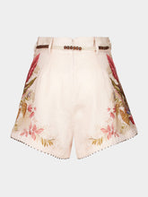 Zimmermann Cream Palm Floral Ascension Tuck Shorts