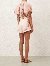Zimmermann Cream Palm Floral Ascension Tuck Shorts