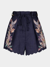 Zimmermann Navy Casual Fit Shorts with Rhiannon Tuck