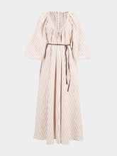 Tan Stripe Cascadian Linen Maxi Dress