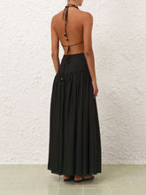 Zimmermann Black Rhiannon Plunge Halter Maxi Dress