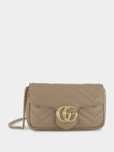 Gucci Taupe Leather GG Marmont Super Mini Bag