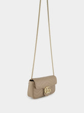Gucci Taupe Leather GG Marmont Super Mini Bag