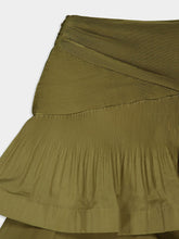Zimmermann Olive Pleated Tiered Midi Skirt
