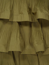 Zimmermann Olive Pleated Tiered Midi Skirt