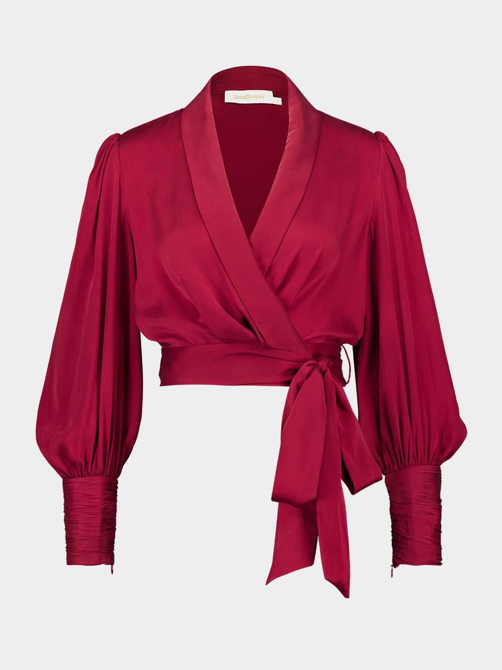 Zimmermann Deep Pink Silk Wrap Cropped Top
