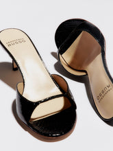 Francesco Russo Black Mule in Shiny Watersnake Leather