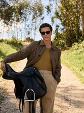 Saint Laurent Taupe Caucase Cassandre Short Jacket in Cotton Serge