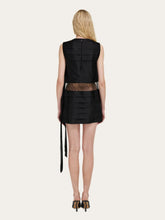 Ferragamo Black Silk Mini Dress with Lace Detail