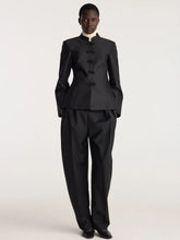 Róhe Black Sculptural Wool-Silk Pankou Blazer