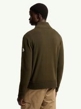 Moncler Olive Green Cashmere and Wool Zip-Up Cardigan