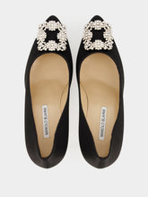 Manolo Blahnik Black Hangisi 90 Satin Jewel Buckle Pumps