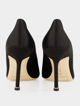 Manolo Blahnik Black Hangisi 90 Satin Jewel Buckle Pumps