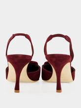 Manolo Blahnik Dark Red Maysli 70 Suede Slingback Pumps