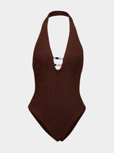 Hunza G Metallic Chocolate Adriana Beaded Swimsuit