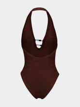 Hunza G Metallic Chocolate Adriana Beaded Swimsuit