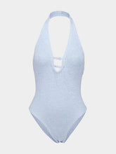 Hunza G Metallic Ice Blue Adriana Beaded Swimsuit