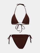 Hunza G Metallic Chocolate Gina Beaded Bikini