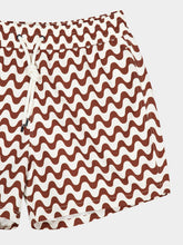 Frescobol Carioca Brown and Ecru Copacabana Print Swim Shorts