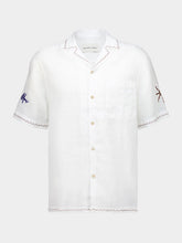 Frescobol Carioca White Alves Embroidered Linen Shirt