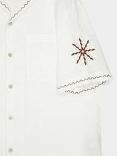 Frescobol Carioca White Alves Embroidered Linen Shirt