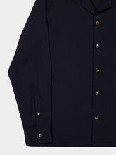 Frescobol Carioca Navy Blue Safra Tropical Wool Shirt
