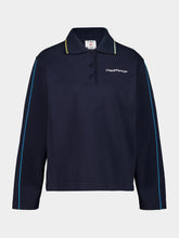 Casablanca Navy Punto Collared Cotton Polo Sweatshirt