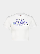 Casablanca White and Blue Sportive Stacked Logo T-Shirt