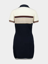 Casablanca Navy Café Culture Wool Stripe Polo Mini Dress