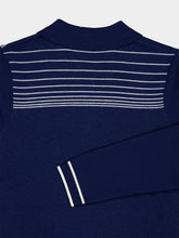 Casablanca Blue Pyramid Jacquard Wool Polo Shirt