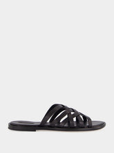 Dragon Diffusion Black Woven Leather Flat Sandals