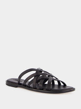 Dragon Diffusion Black Woven Leather Flat Sandals