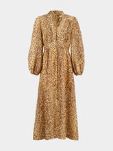 Zimmermann Tan Leopard Cascadian Plunge Midi Dress